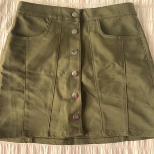 Express green button up skirt